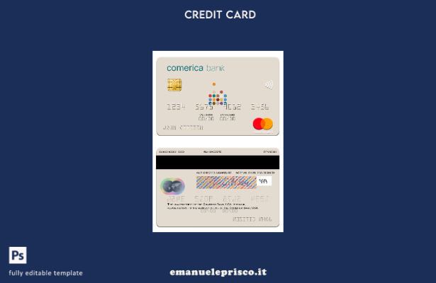 modello mastercard USA Comerica Bank in stile verificato